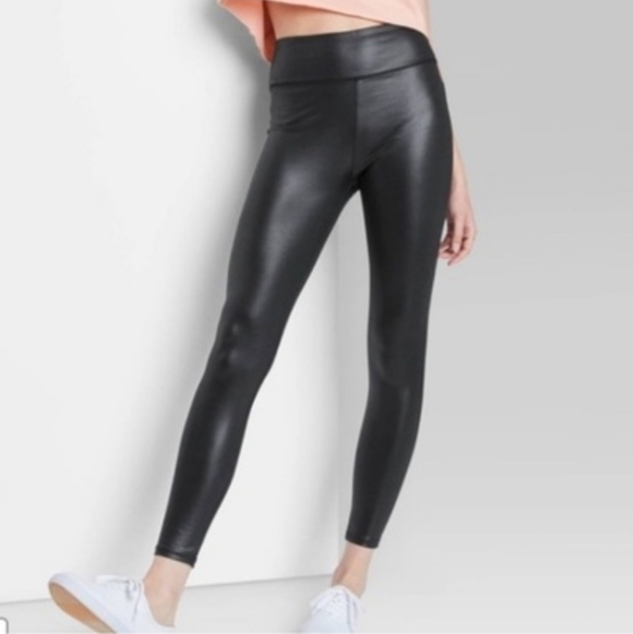 wild fable Pants - Wild Fable Shiny Black Leggings Faux Leather